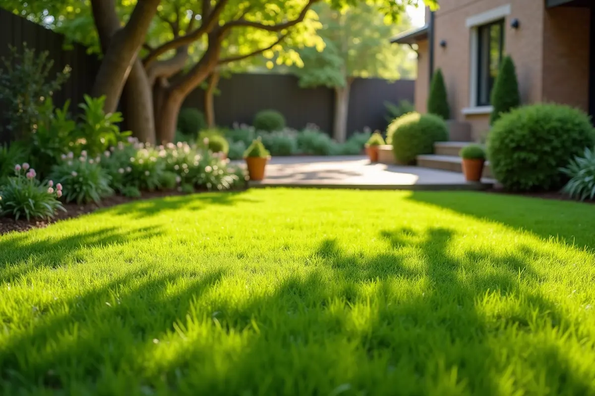 well maintained lawn backyard